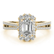 Artisan Cut Engagement Emerald Diamond Engagement Ring in 10K/14K gold and platinum with certified lab-grown or natural diamonds