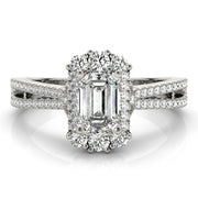 Artisan Cut Engagement Emerald Diamond Engagement Ring in 10K/14K gold and platinum with certified lab-grown or natural diamonds