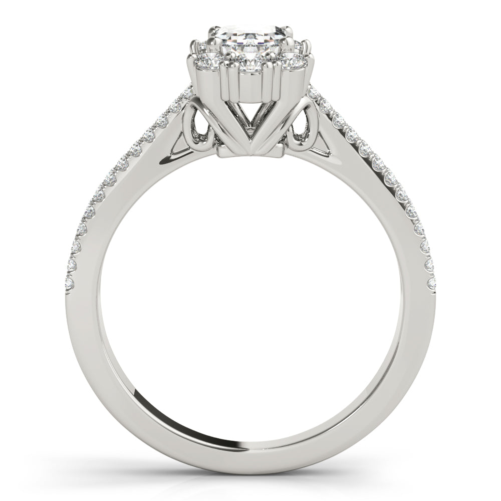 Artisan Cut Engagement Emerald Diamond Engagement Ring in 10K/14K gold and platinum with certified lab-grown or natural diamonds