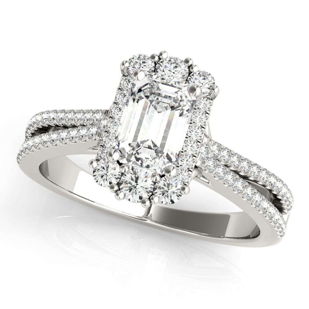 Artisan Cut Engagement Emerald Diamond Engagement Ring in 10K/14K gold and platinum with certified lab-grown or natural diamonds