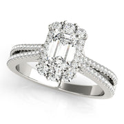 Artisan Cut Engagement Emerald Diamond Engagement Ring in 10K/14K gold and platinum with certified lab-grown or natural diamonds