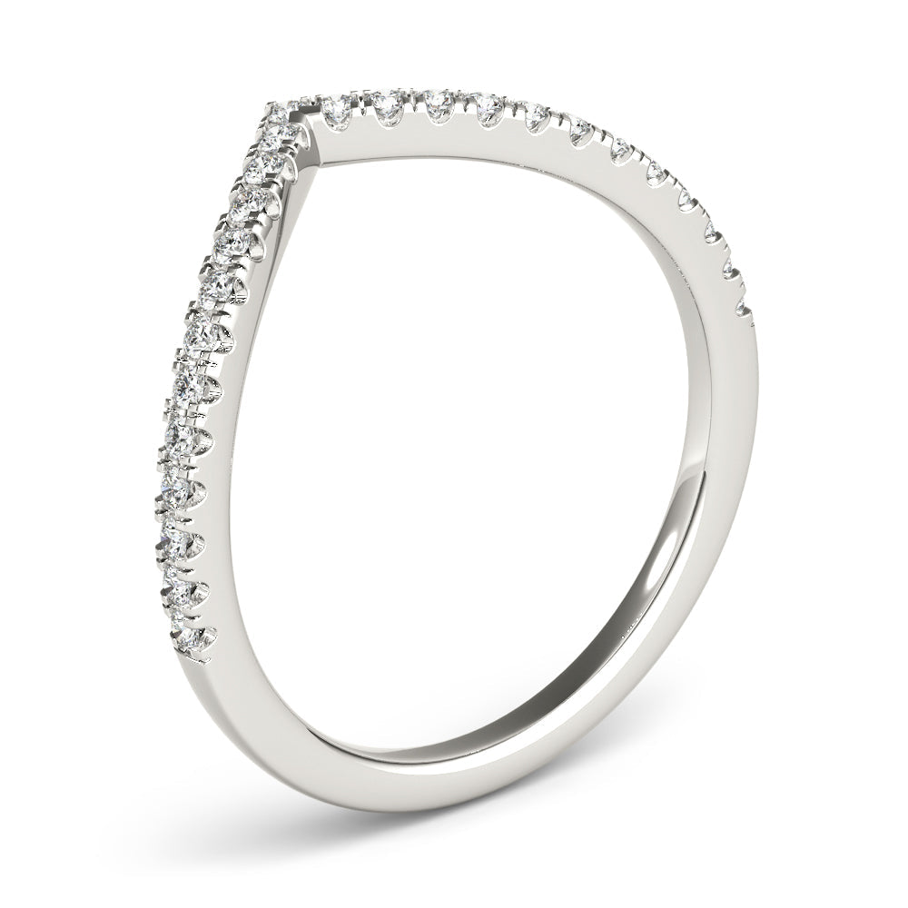 Diamond Chevron Half Eternity Ring in Gold & Platinum