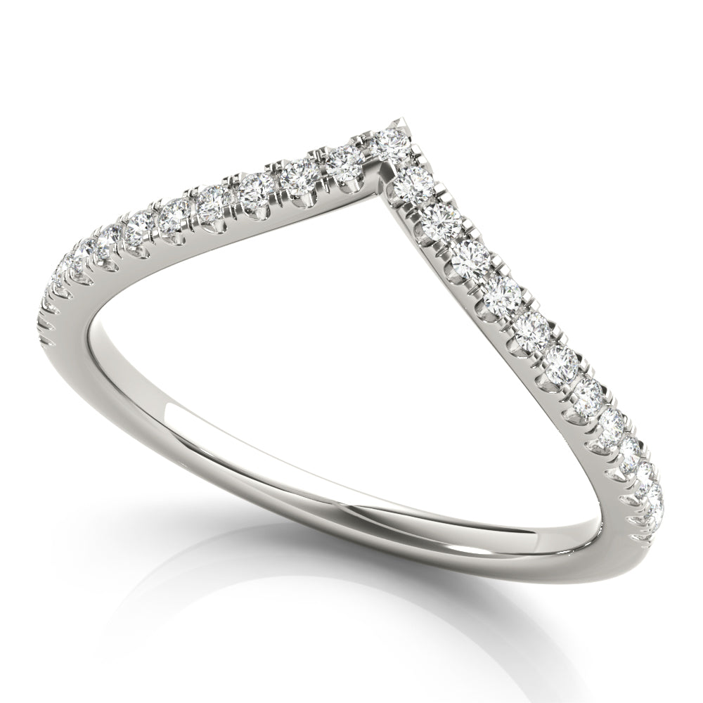 Diamond Chevron Half Eternity Ring in Gold & Platinum