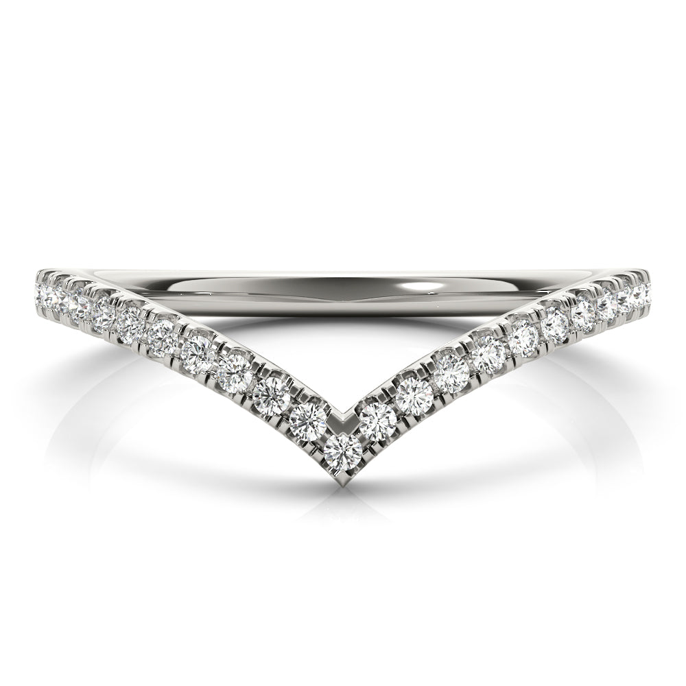 Diamond Chevron Half Eternity Ring in Gold & Platinum