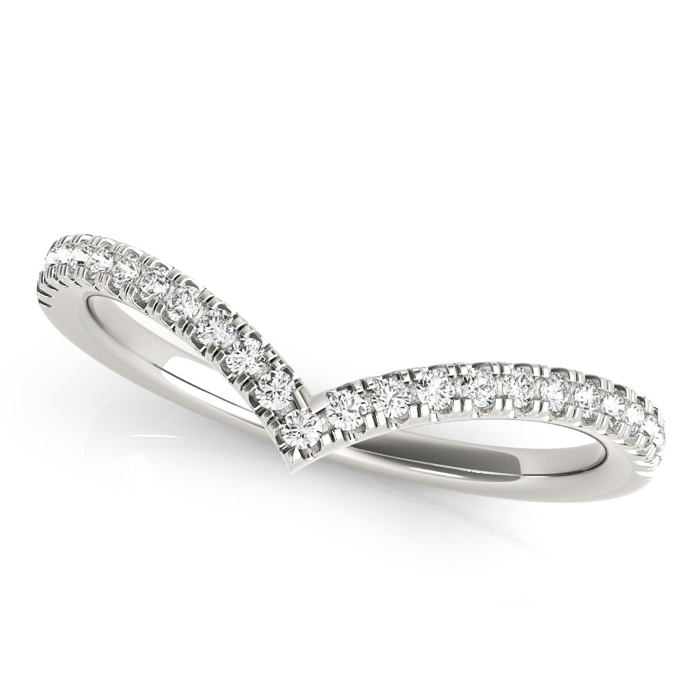 Diamond Chevron Half Eternity Ring in Gold & Platinum