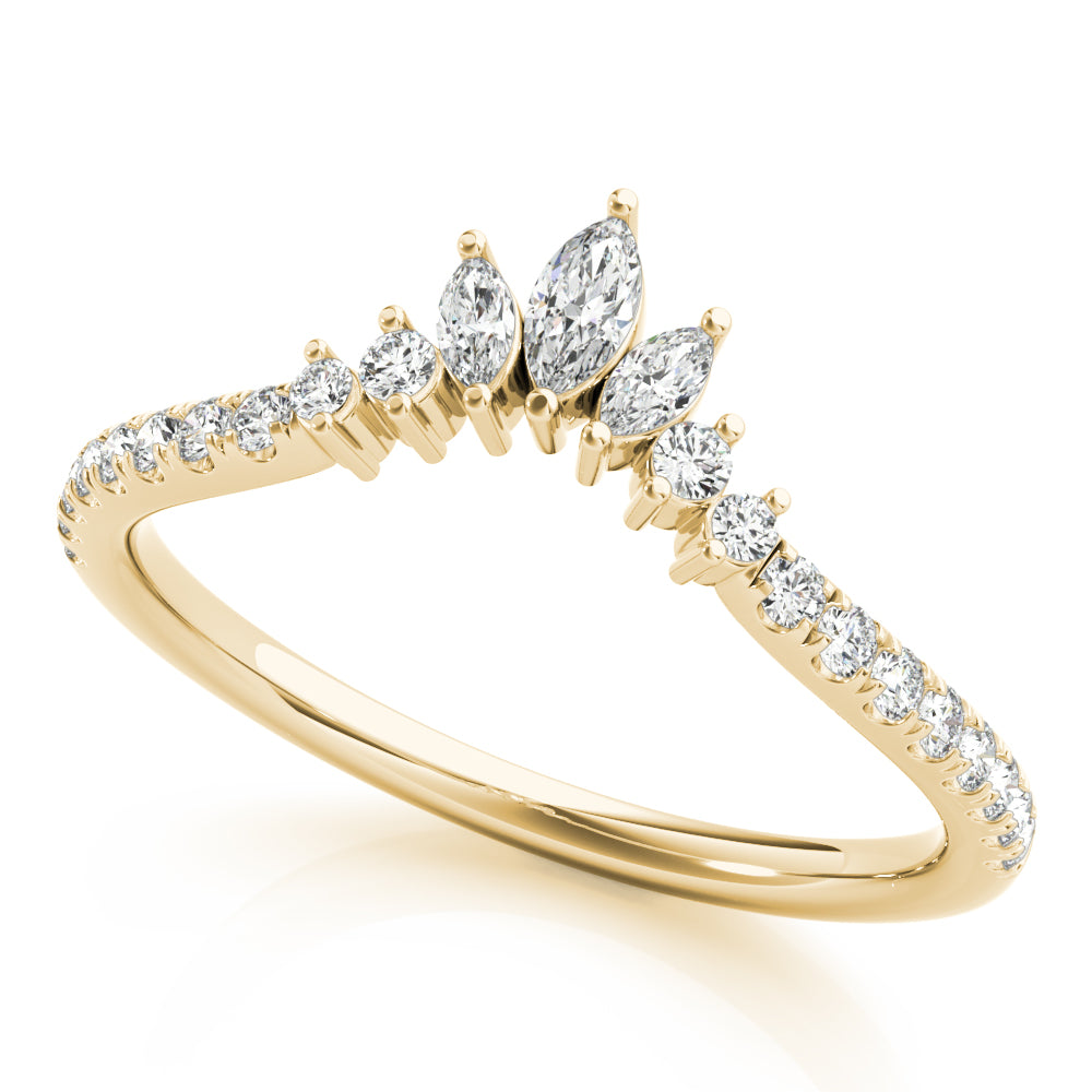 Round & Marquise Diamond Half Eternity Ring in 10K/14K gold and platinum with certified lab-grown or natural diamonds