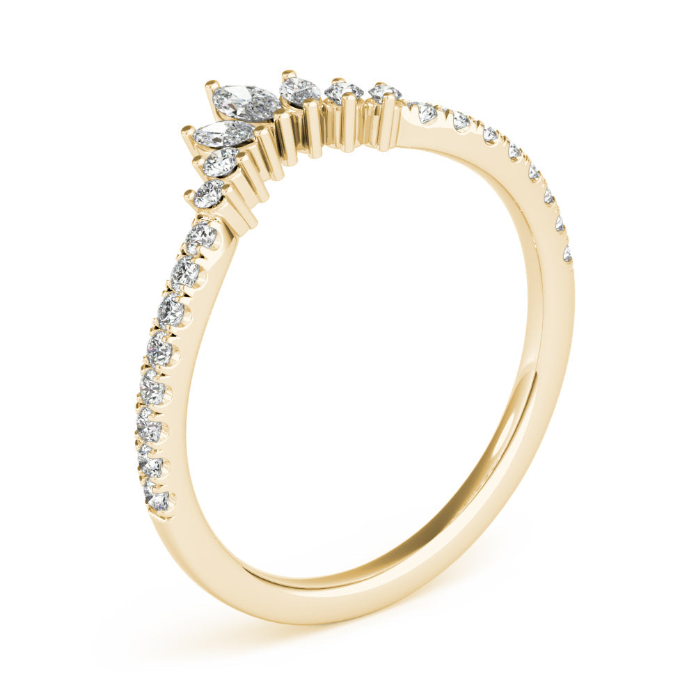 Round & Marquise Diamond Half Eternity Ring in Gold & Platinum