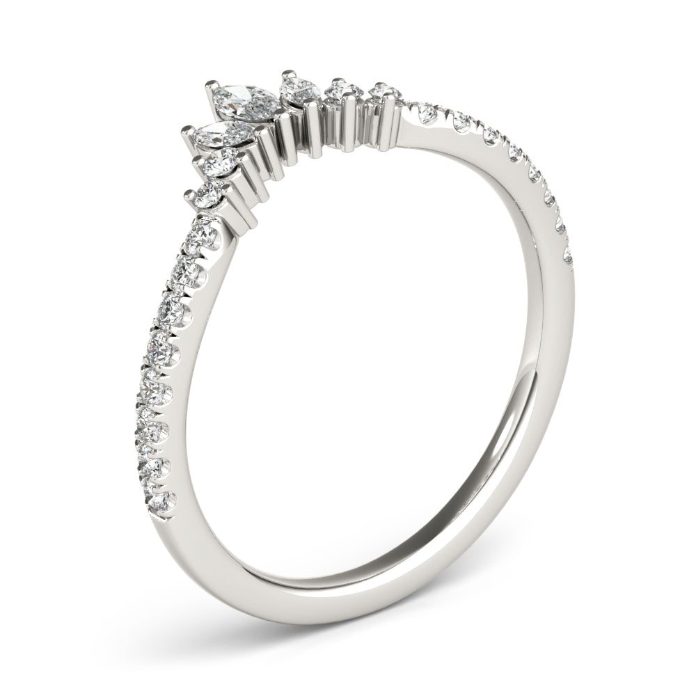 Round & Marquise Diamond Half Eternity Ring in Gold & Platinum