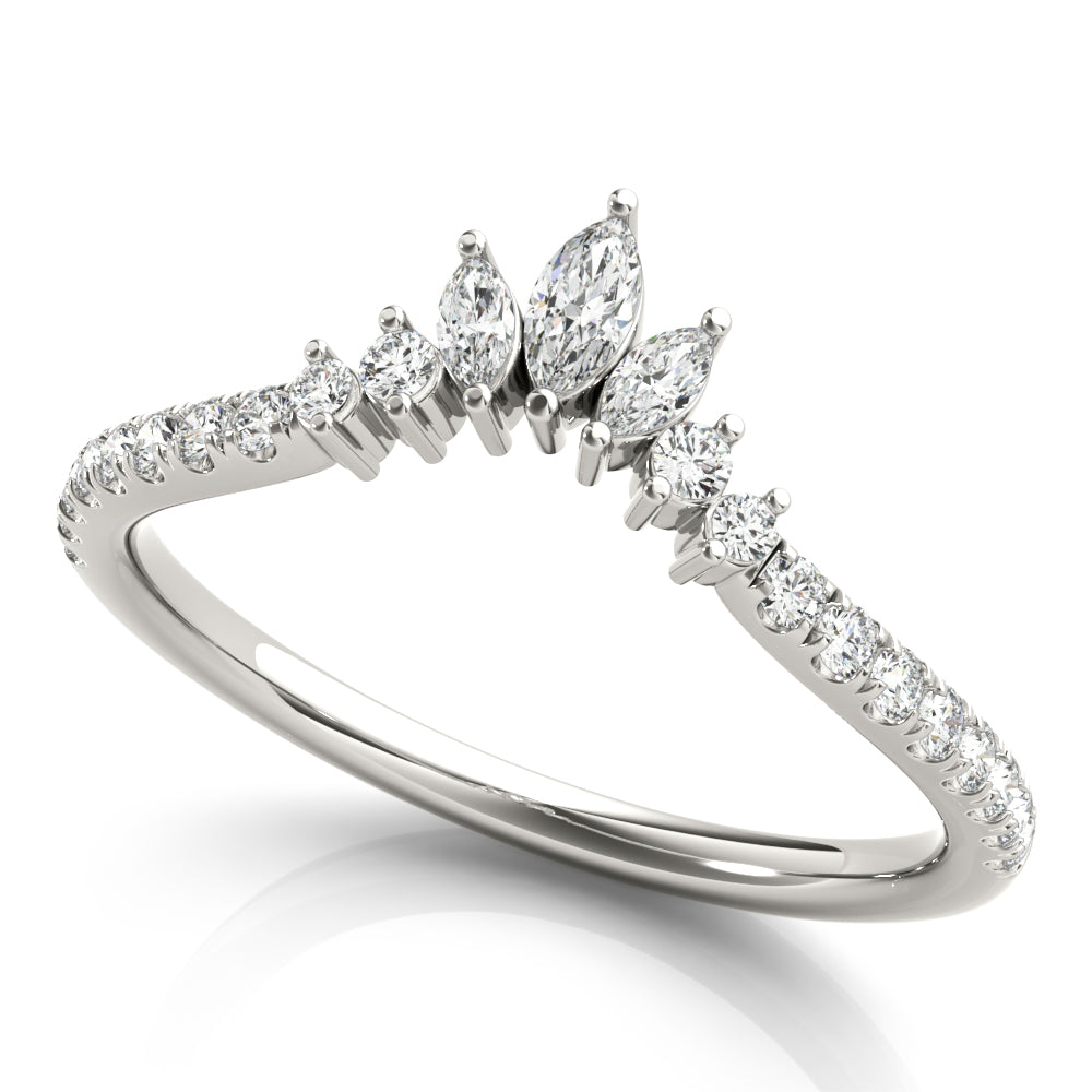 Round & Marquise Diamond Half Eternity Ring in Gold & Platinum