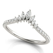Round & Marquise Diamond Half Eternity Ring in Gold & Platinum