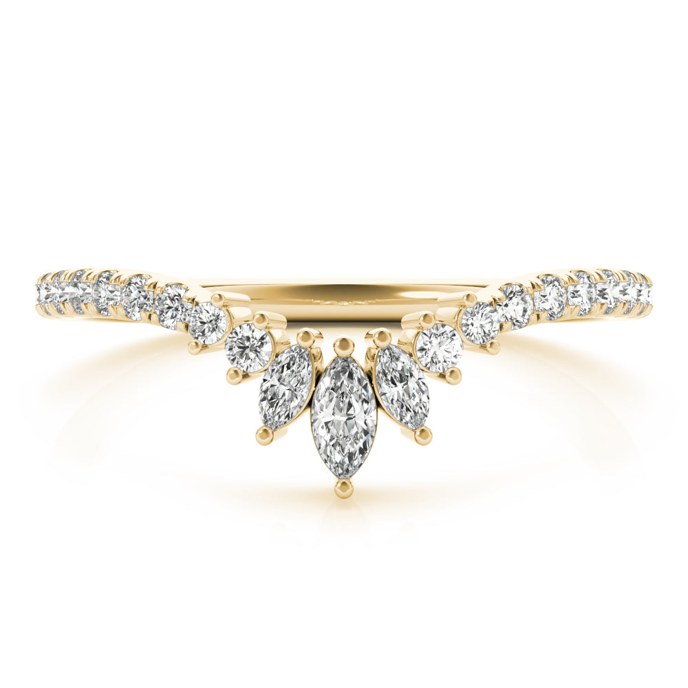 Round & Marquise Diamond Half Eternity Ring in Gold & Platinum