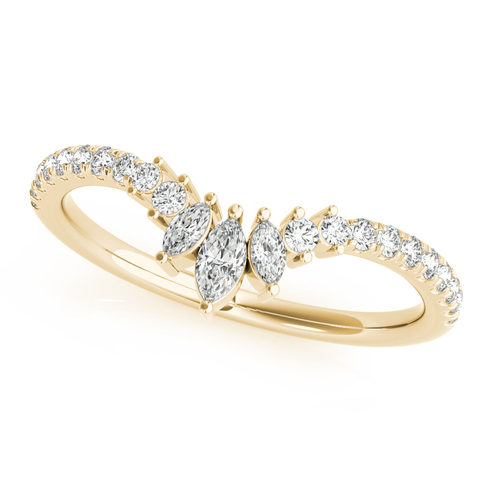 Round & Marquise Diamond Half Eternity Ring in Gold & Platinum