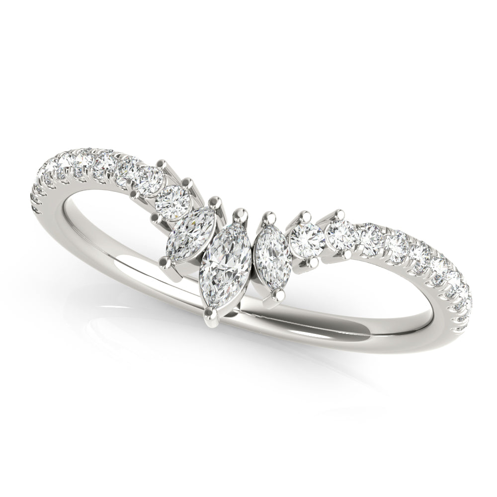 Round & Marquise Diamond Half Eternity Ring in Gold & Platinum