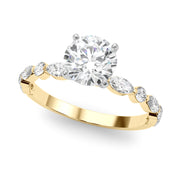 Brilliant Sidestone Marquise Diamond Engagement Ring in 10K/14K gold and platinum with certified lab-grown or natural diamonds
