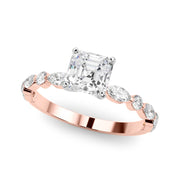 Brilliant Sidestone Marquise Diamond Engagement Ring in 10K/14K gold and platinum with certified lab-grown or natural diamonds
