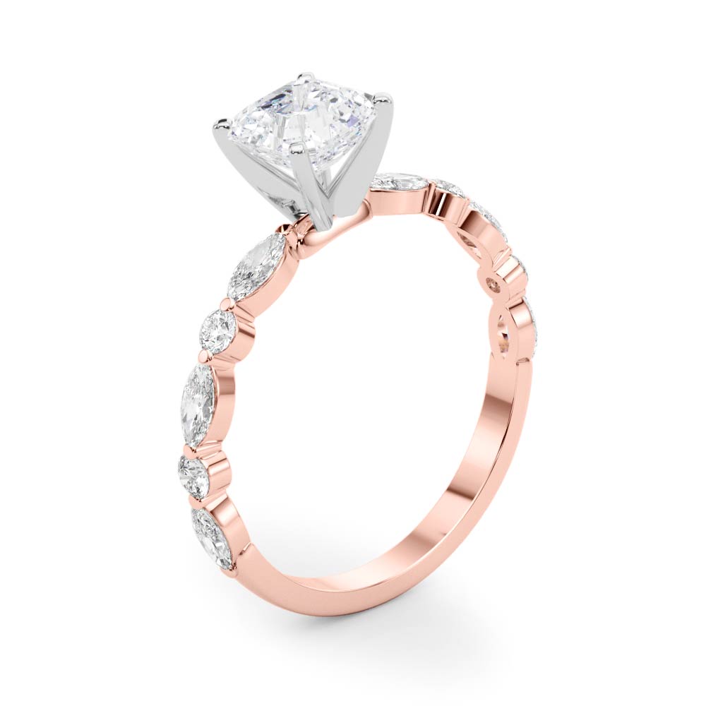 Brilliant Sidestone Marquise Diamond Engagement Ring in 10K/14K gold and platinum with certified lab-grown or natural diamonds