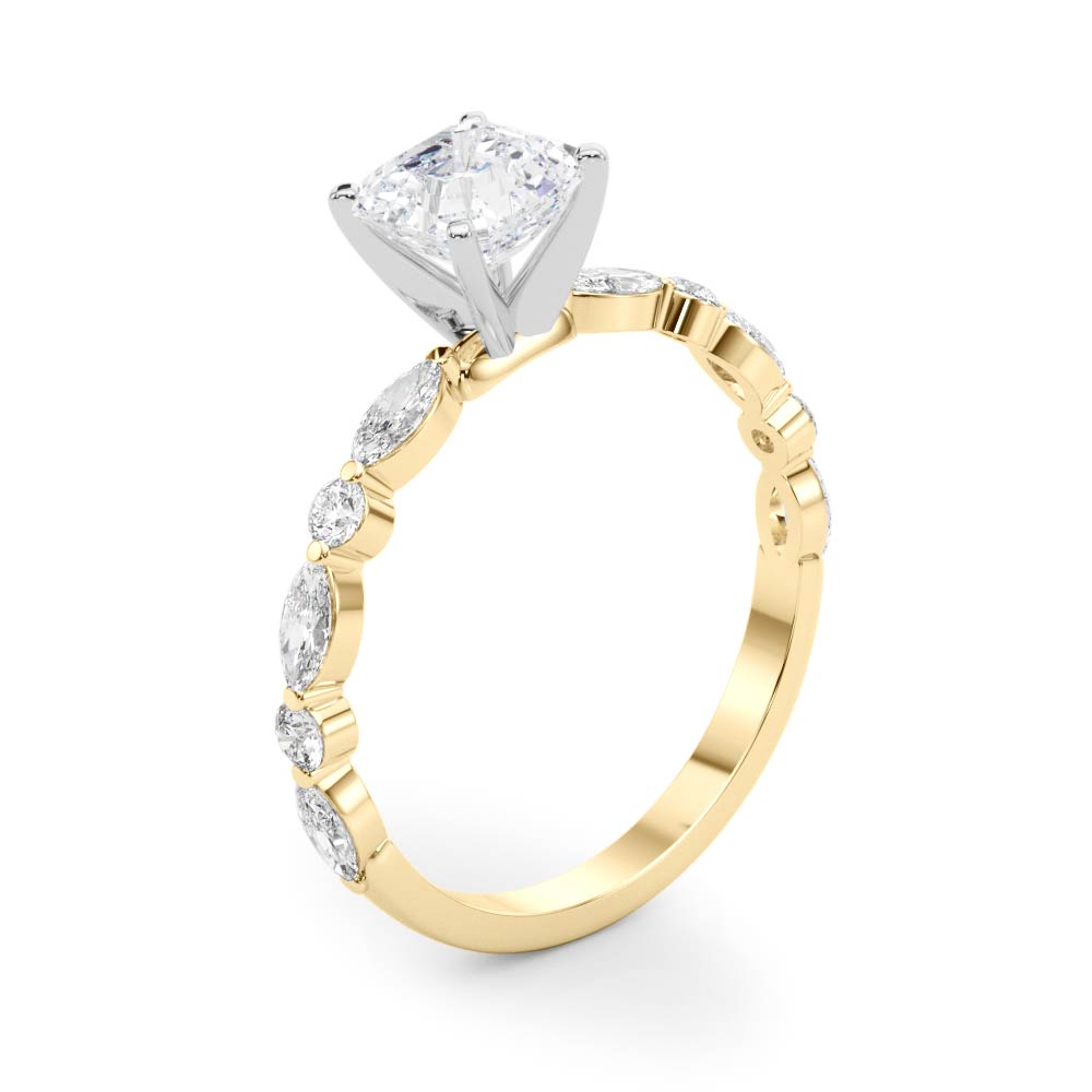 Brilliant Sidestone Marquise Diamond Engagement Ring in 10K/14K gold and platinum with certified lab-grown or natural diamonds