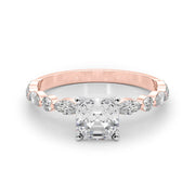 Brilliant Sidestone Marquise Diamond Engagement Ring in 10K/14K gold and platinum with certified lab-grown or natural diamonds