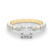 Brilliant Sidestone Marquise Diamond Engagement Ring in 10K/14K gold and platinum with certified lab-grown or natural diamonds