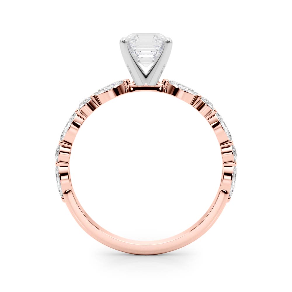 Brilliant Sidestone Marquise Diamond Engagement Ring in 10K/14K gold and platinum with certified lab-grown or natural diamonds