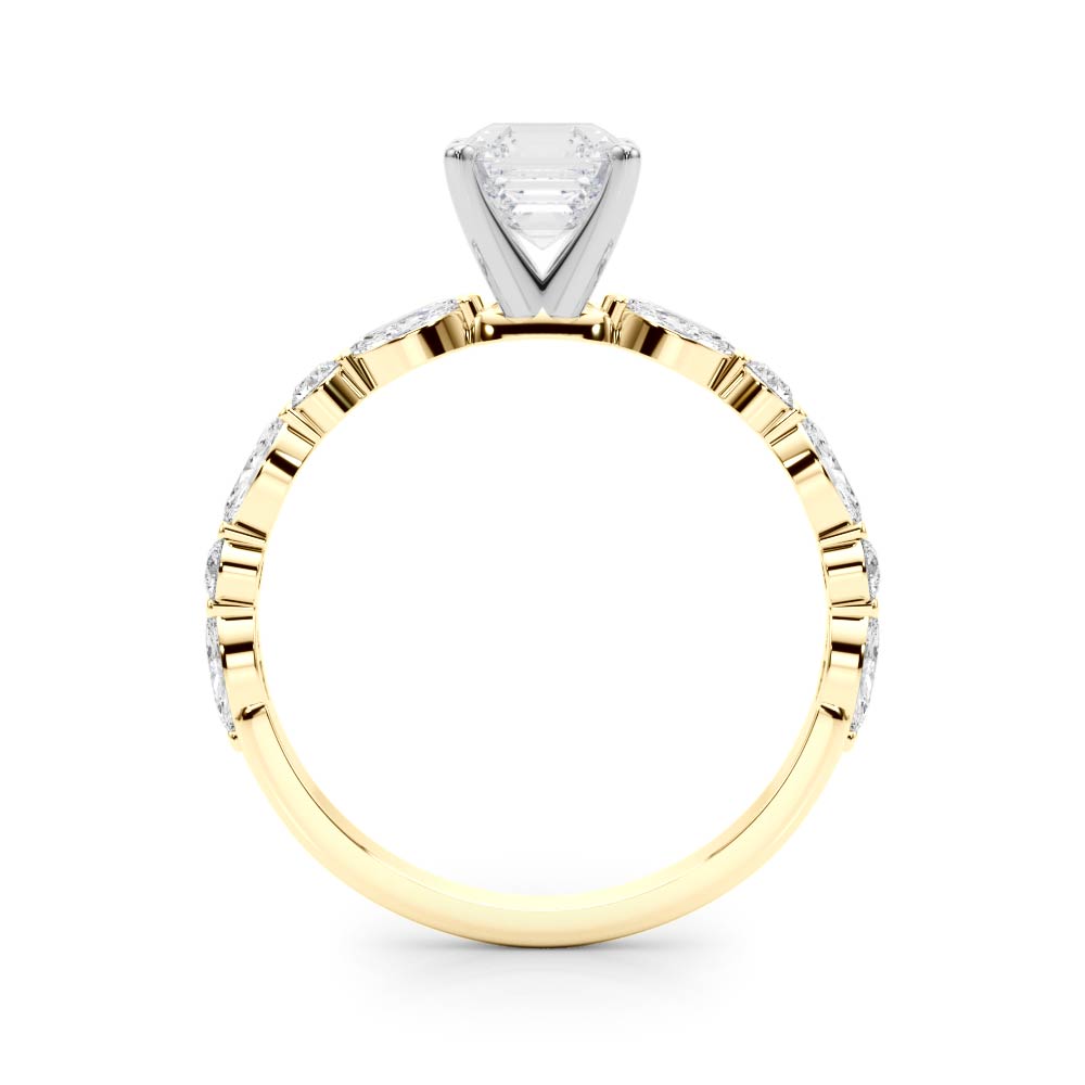 Brilliant Sidestone Marquise Diamond Engagement Ring in 10K/14K gold and platinum with certified lab-grown or natural diamonds