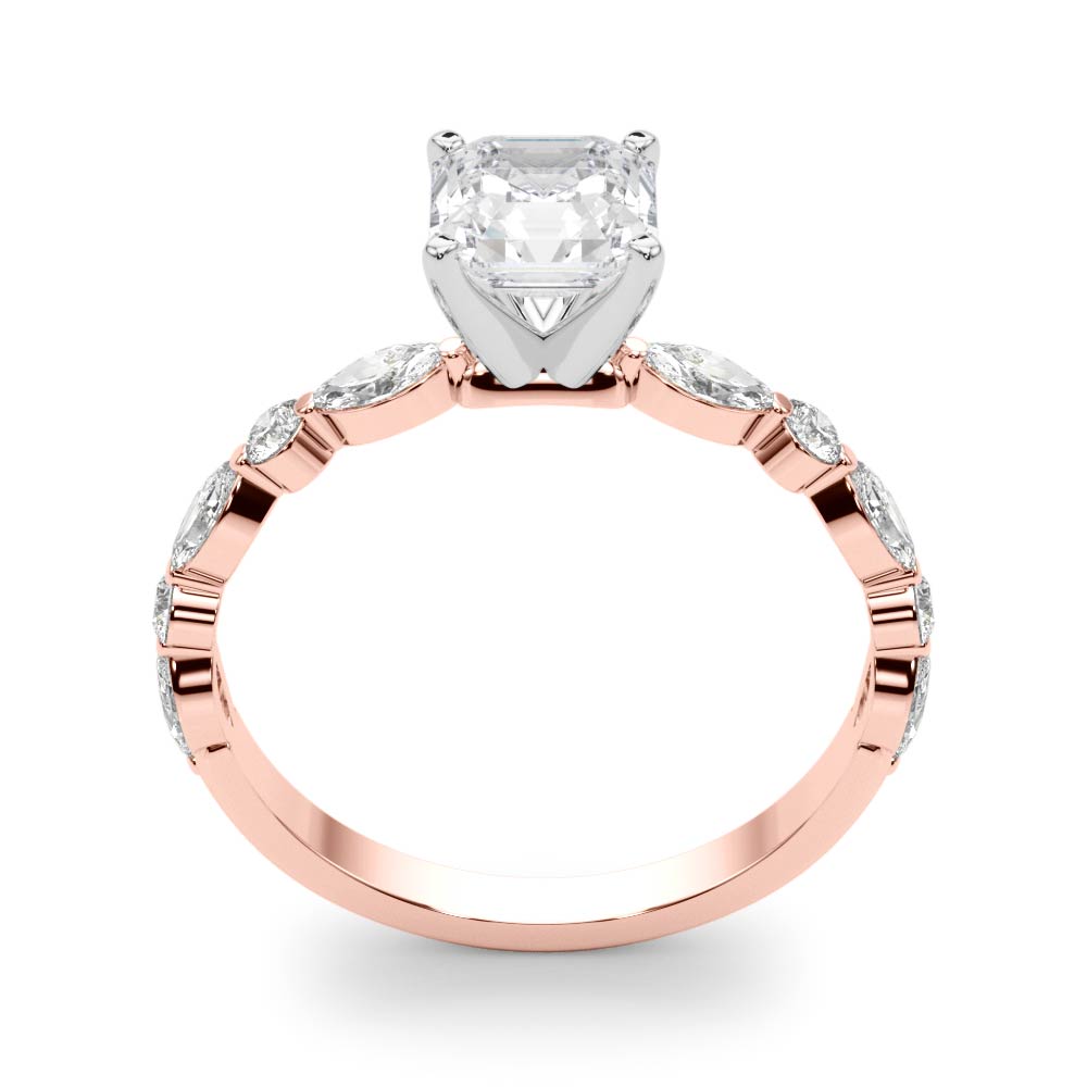 Brilliant Sidestone Marquise Diamond Engagement Ring in 10K/14K gold and platinum with certified lab-grown or natural diamonds