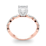 Brilliant Sidestone Marquise Diamond Engagement Ring in 10K/14K gold and platinum with certified lab-grown or natural diamonds