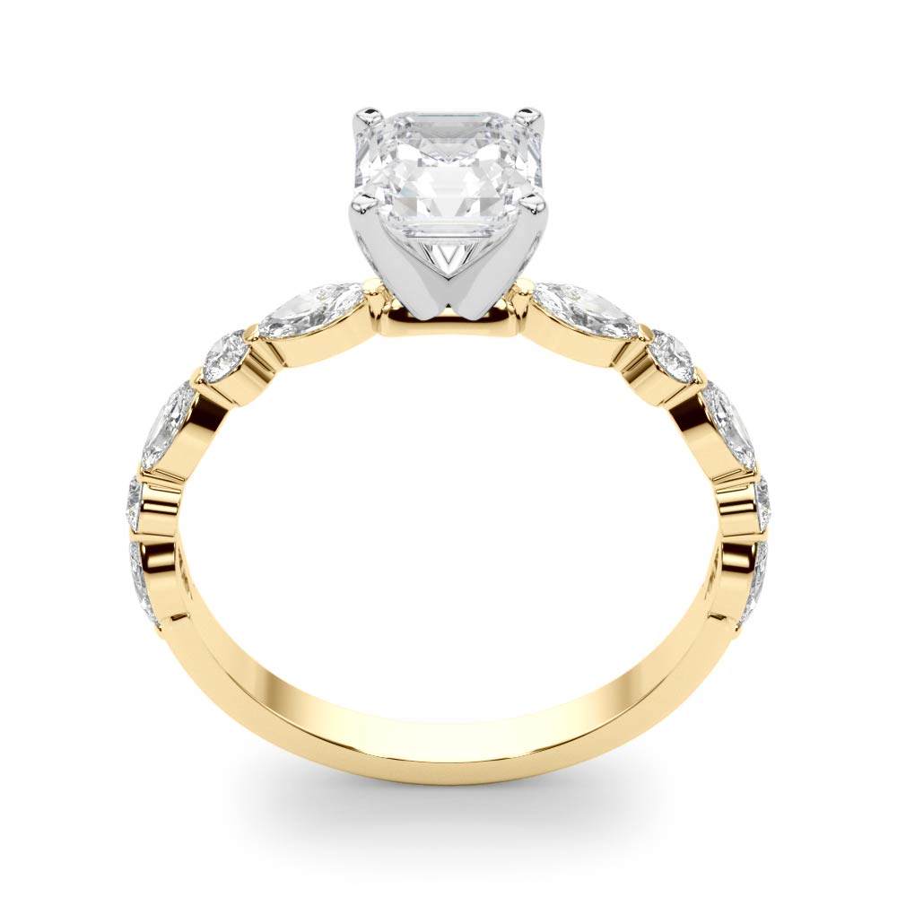 Brilliant Sidestone Marquise Diamond Engagement Ring in 10K/14K gold and platinum with certified lab-grown or natural diamonds