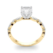 Brilliant Sidestone Marquise Diamond Engagement Ring in 10K/14K gold and platinum with certified lab-grown or natural diamonds