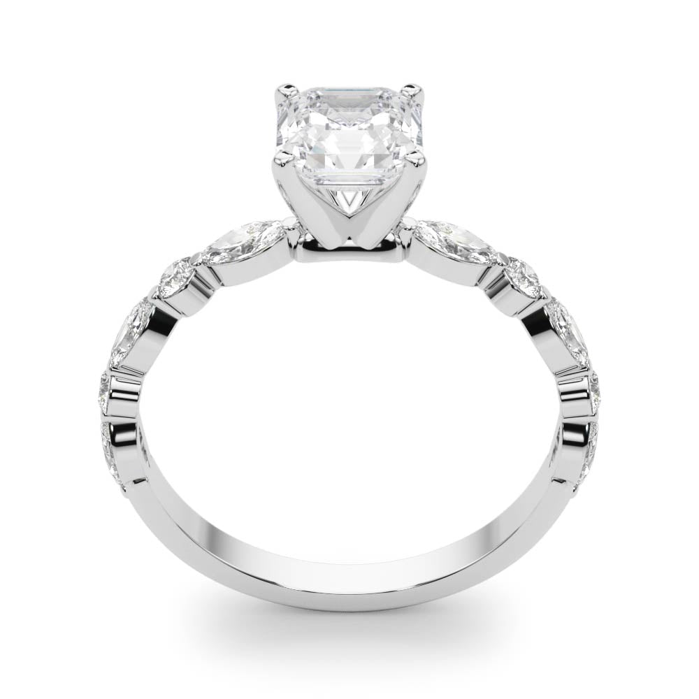 Brilliant Sidestone Marquise Diamond Engagement Ring in 10K/14K gold and platinum with certified lab-grown or natural diamonds