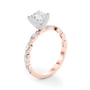 Brilliant Sidestone Marquise Diamond Engagement Ring in 10K/14K gold and platinum with certified lab-grown or natural diamonds