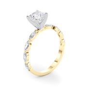 Brilliant Sidestone Marquise Diamond Engagement Ring in 10K/14K gold and platinum with certified lab-grown or natural diamonds