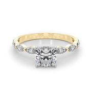 Brilliant Sidestone Marquise Diamond Engagement Ring in 10K/14K gold and platinum with certified lab-grown or natural diamonds