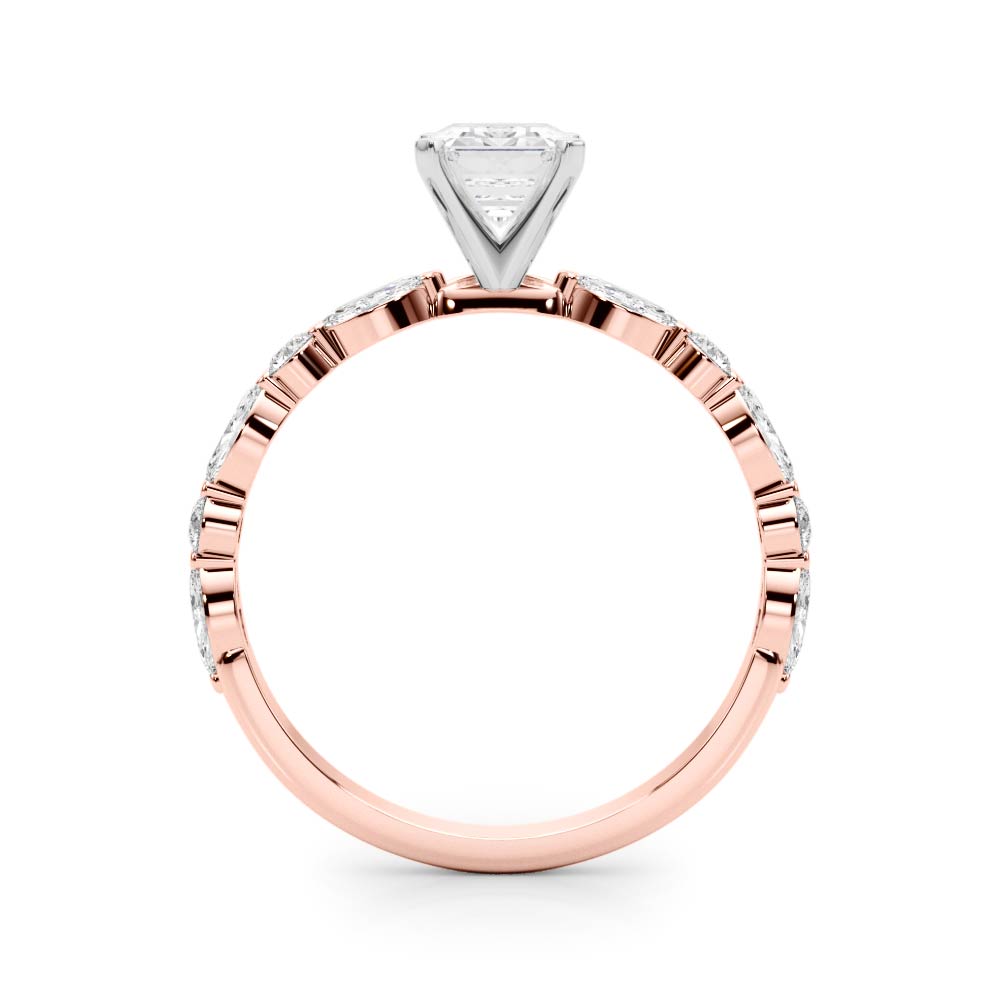 Brilliant Sidestone Marquise Diamond Engagement Ring in 10K/14K gold and platinum with certified lab-grown or natural diamonds