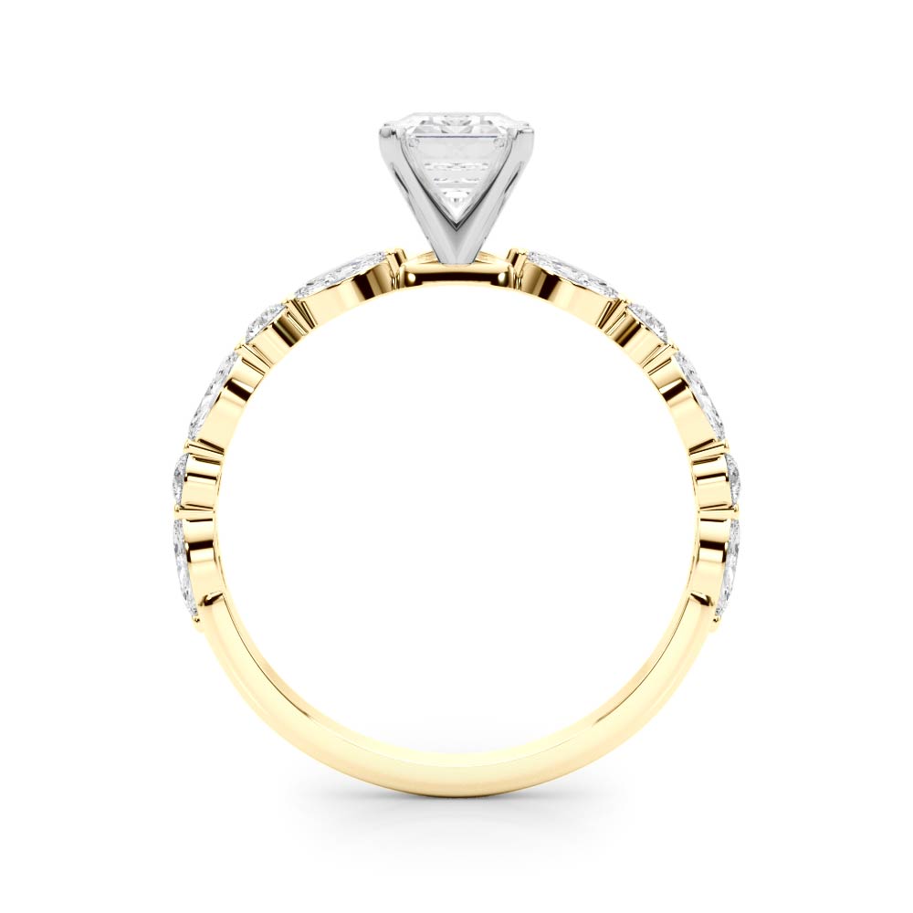 Brilliant Sidestone Marquise Diamond Engagement Ring in 10K/14K gold and platinum with certified lab-grown or natural diamonds