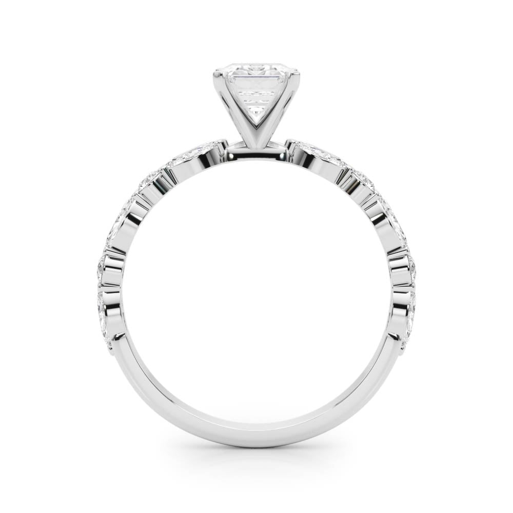 Brilliant Sidestone Marquise Diamond Engagement Ring in 10K/14K gold and platinum with certified lab-grown or natural diamonds