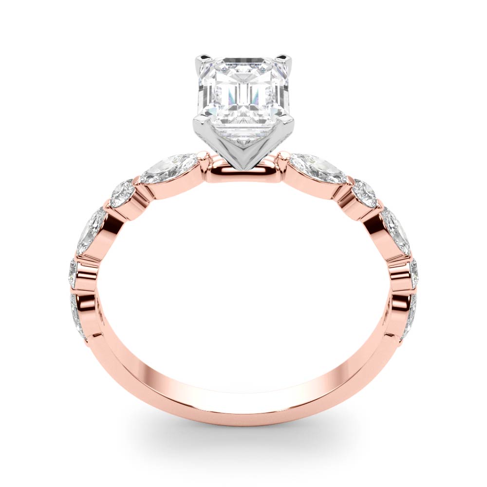 Brilliant Sidestone Marquise Diamond Engagement Ring in 10K/14K gold and platinum with certified lab-grown or natural diamonds