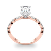 Brilliant Sidestone Marquise Diamond Engagement Ring in 10K/14K gold and platinum with certified lab-grown or natural diamonds