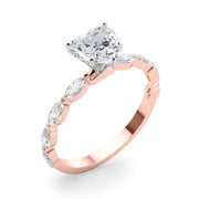 Brilliant Sidestone Marquise Diamond Engagement Ring in 10K/14K gold and platinum with certified lab-grown or natural diamonds