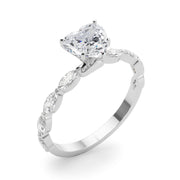 Brilliant Sidestone Marquise Diamond Engagement Ring in 10K/14K gold and platinum with certified lab-grown or natural diamonds