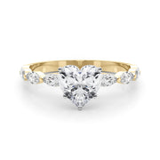 Brilliant Sidestone Marquise Diamond Engagement Ring in 10K/14K gold and platinum with certified lab-grown or natural diamonds