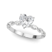 Brilliant Sidestone Marquise Diamond Engagement Ring in 10K/14K gold and platinum with certified lab-grown or natural diamonds