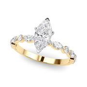 Brilliant Sidestone Marquise Diamond Engagement Ring in 10K/14K gold and platinum with certified lab-grown or natural diamonds