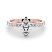 Brilliant Sidestone Marquise Diamond Engagement Ring in 10K/14K gold and platinum with certified lab-grown or natural diamonds