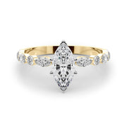 Brilliant Sidestone Marquise Diamond Engagement Ring in 10K/14K gold and platinum with certified lab-grown or natural diamonds