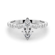 Brilliant Sidestone Marquise Diamond Engagement Ring in 10K/14K gold and platinum with certified lab-grown or natural diamonds