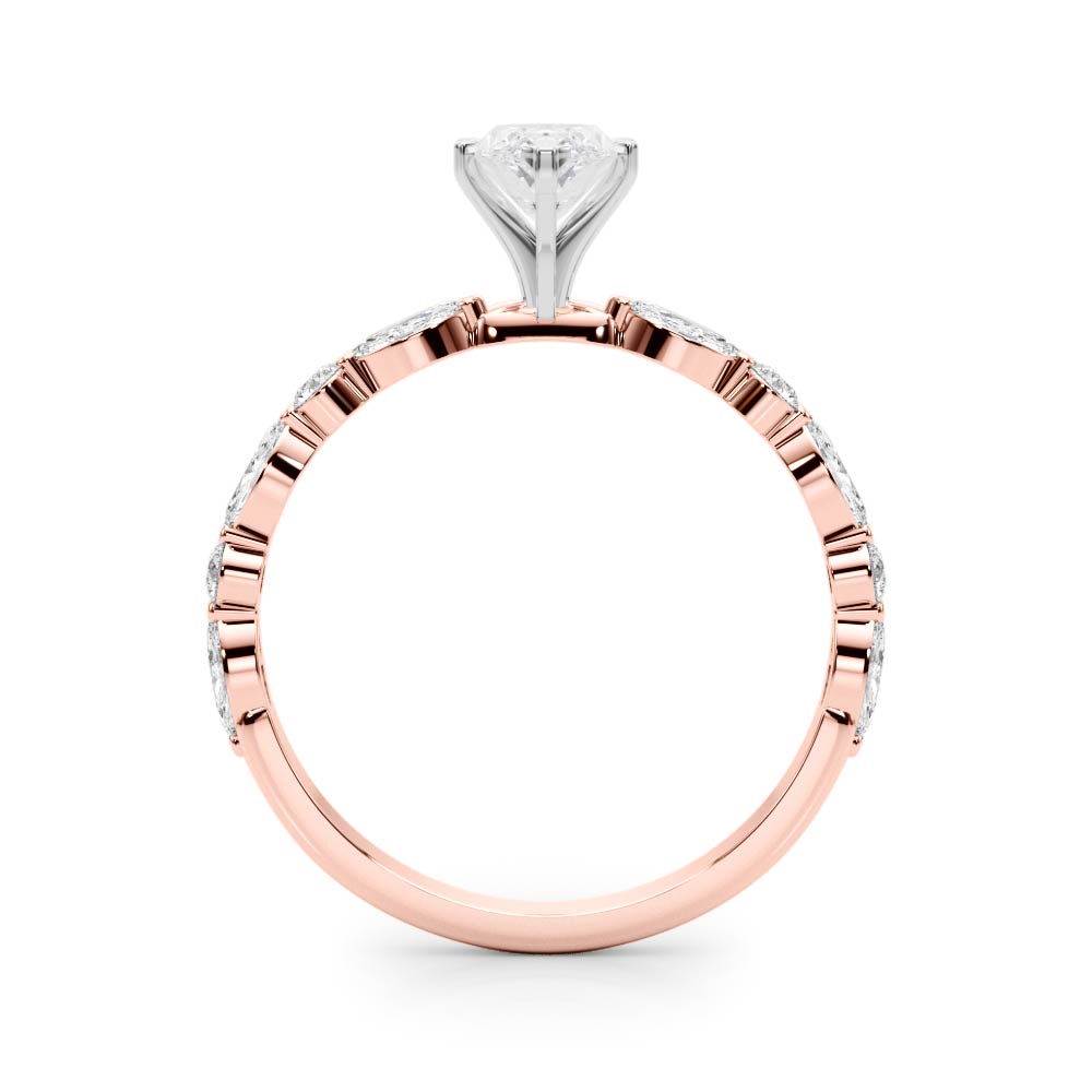 Brilliant Sidestone Marquise Diamond Engagement Ring in 10K/14K gold and platinum with certified lab-grown or natural diamonds
