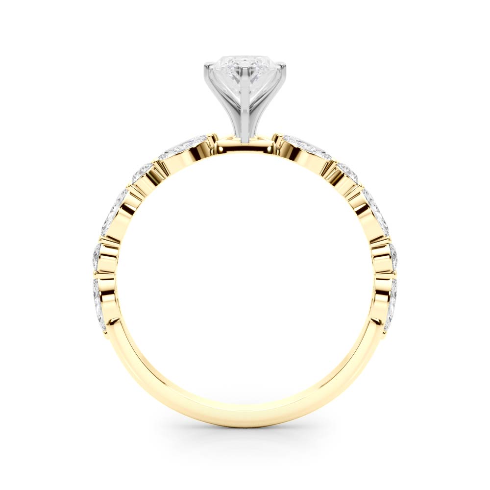 Brilliant Sidestone Marquise Diamond Engagement Ring in 10K/14K gold and platinum with certified lab-grown or natural diamonds