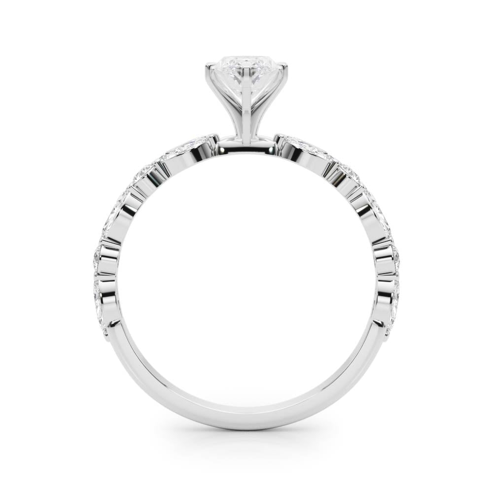 Brilliant Sidestone Marquise Diamond Engagement Ring in 10K/14K gold and platinum with certified lab-grown or natural diamonds