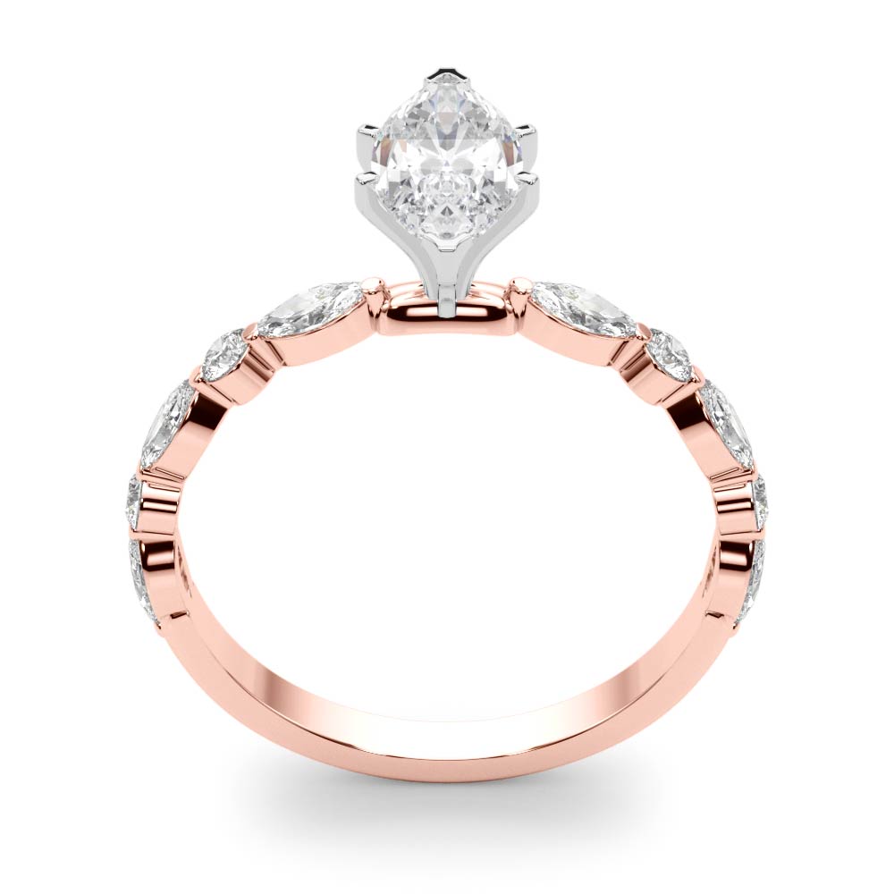 Brilliant Sidestone Marquise Diamond Engagement Ring in 10K/14K gold and platinum with certified lab-grown or natural diamonds